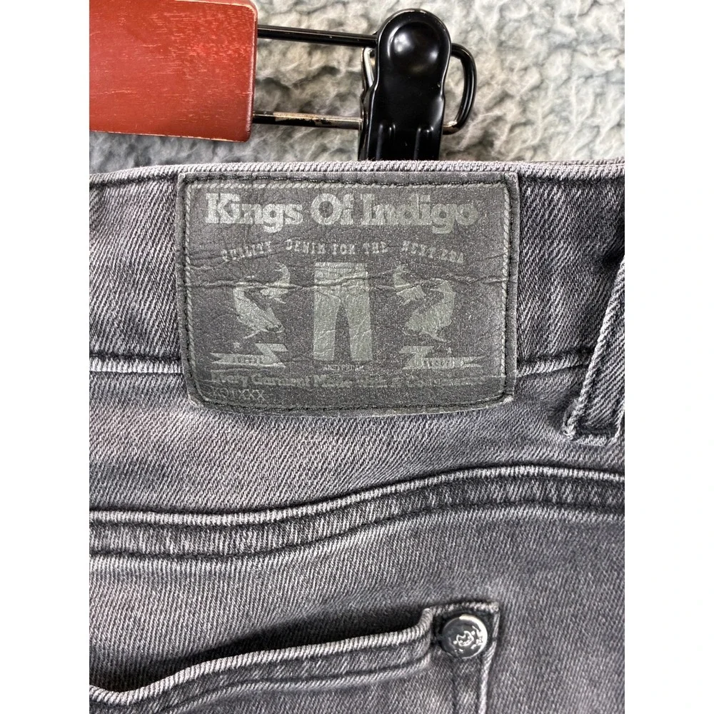 Kings Of Indigo Slim Fit Denim Jeans Mens Gray Washed Organic Cotton Casual